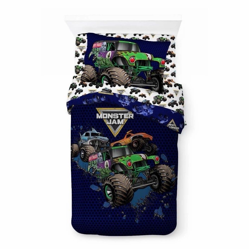 Monster Jam Twin Comforter Kids Monster Truck Bedding Soft Bedroom Blanket